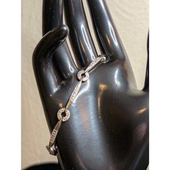 Silver Tone Circle Bar RL Tennis Bracelet - Picture 6 of 7